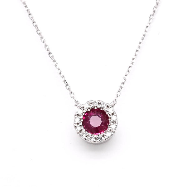 graziella 14KT White Gold 18" 0.34CTW Ruby and Diamond Necklace