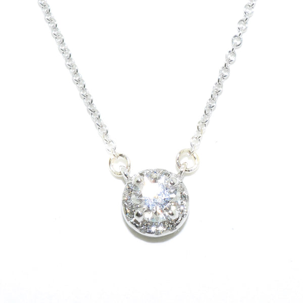 graziella 14KT White Gold 18" 0.37CTW Canadian Diamond Halo Set Necklace