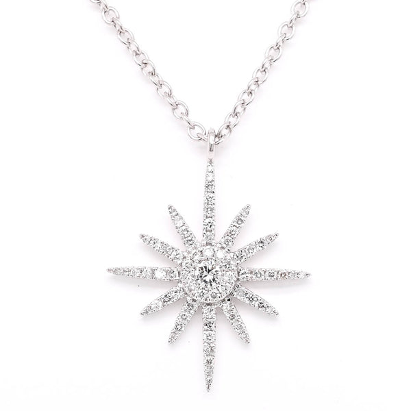 graziella 14KT White Gold 18" 0.40CTW Diamond Starburst Necklace