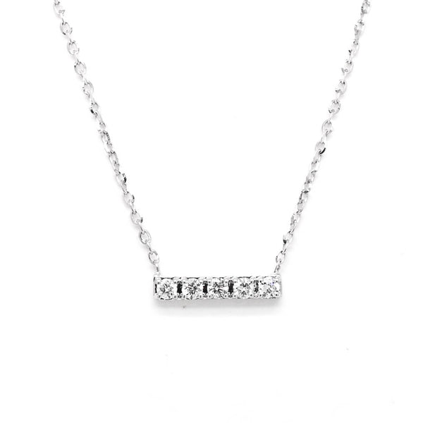 graziella 14KT White Gold 18" 0.8CTW Diamond Bar Horizontal Bar Necklace