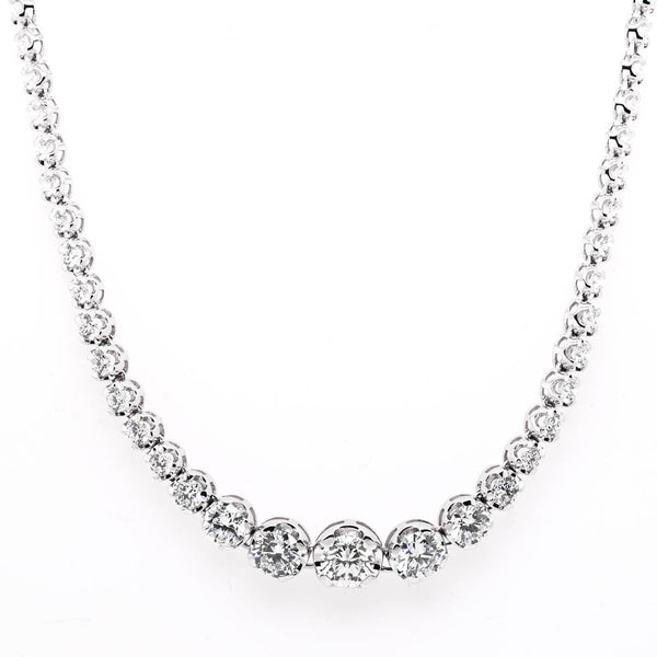 graziella 14KT White Gold 18" 10.00CTW VS F-G Colour Round Brilliant Lab Grown Graduated Diamond Tennis Necklace