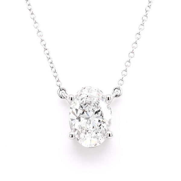 graziella 14KT White Gold 18" 2.01CT Oval shape Lab Grown Diamond Necklace