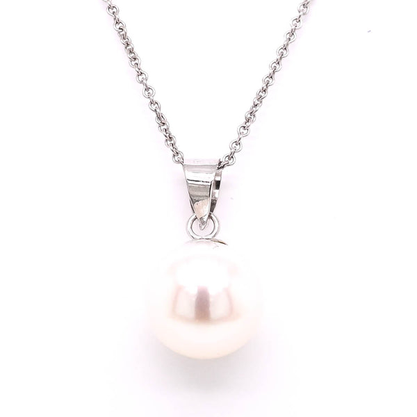 graziella 14KT White Gold 18" 9.7MM Cultured Pearl Necklace