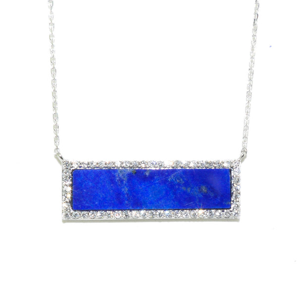 graziella 14KT White Gold 18" Malachite and Diamond Necklace