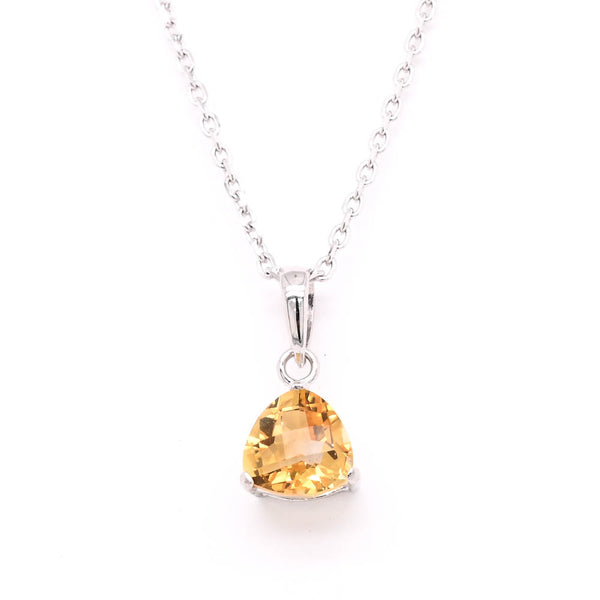 graziella 14KT White Gold 18" Trillian Shaped Citrine Necklace
