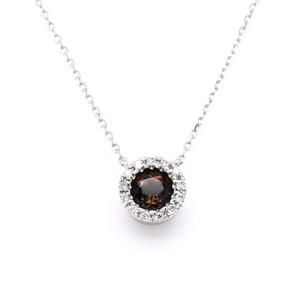 graziella 14KT White Gold 18" White Topaz and Diamond Necklace