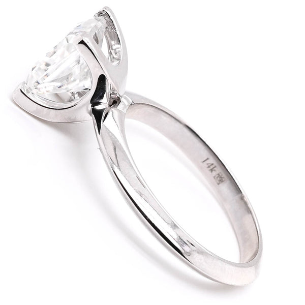 Graziella 14KT White Gold 2.00CT Princess Cut Moissanite Solitaire Ring