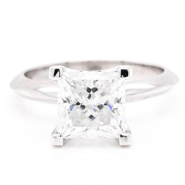 graziella 14KT White Gold 2.00CT Princess Cut Moissanite Solitaire Ring