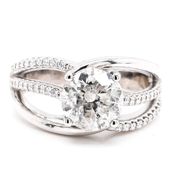 graziella 14KT White Gold 2.25CTW Round Brilliant Diamond Accented Engagement Ring
