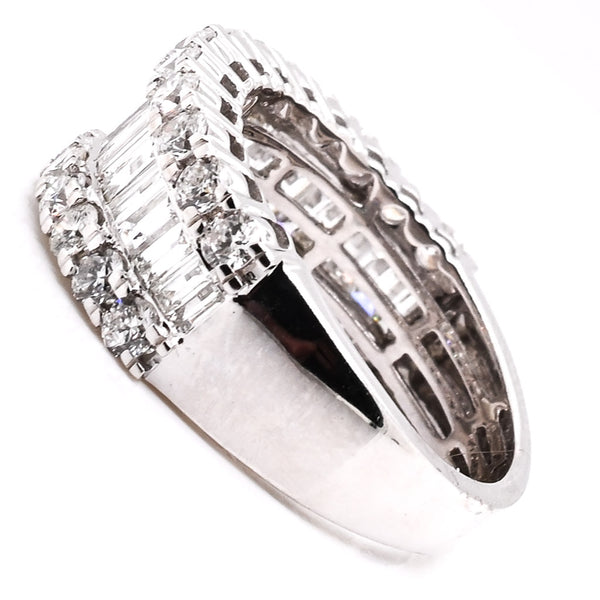 Graziella 14KT White Gold 2.52CTW Baguettes And Round Diamond Band