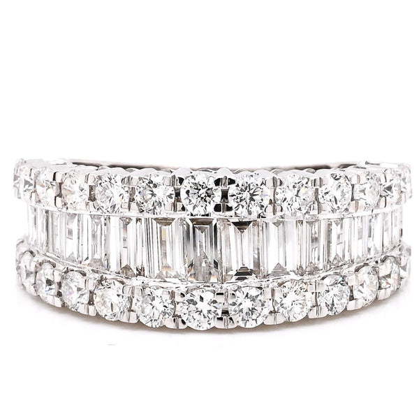 graziella 14KT White Gold 2.52CTW Baguettes and Round Diamond Band