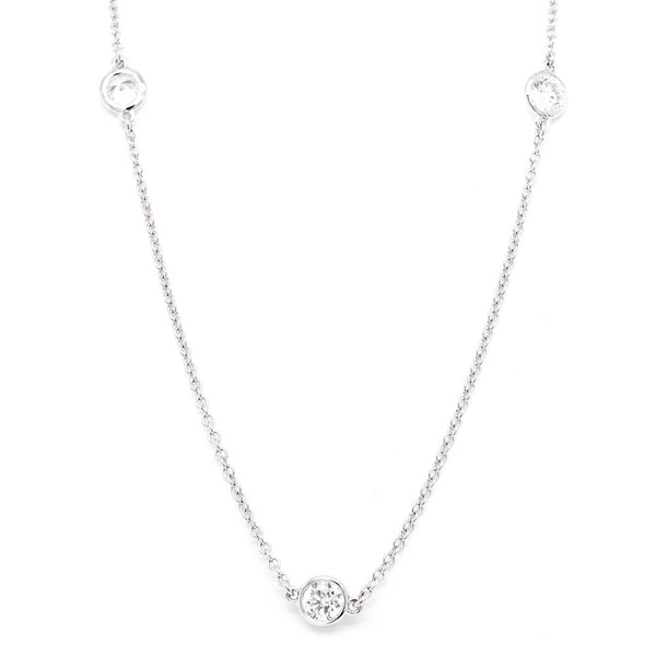 graziella 14KT White Gold 20" 0.96CTW LAB GROWN Diamonds by the yard Necklace