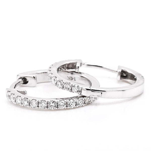 graziella 14KT White Gold 21mm 0.26CTW Diamond Huggies Earrings