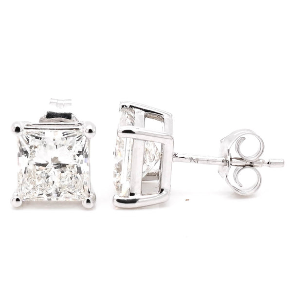 graziella 14KT White Gold 3.00CTW Princess Cut Lab Grown Diamond Stud Earings