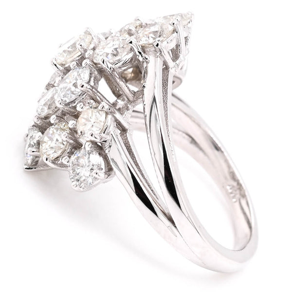 Graziella 14KT White Gold 3.01CTW Diamond Cluster Celebration Ring