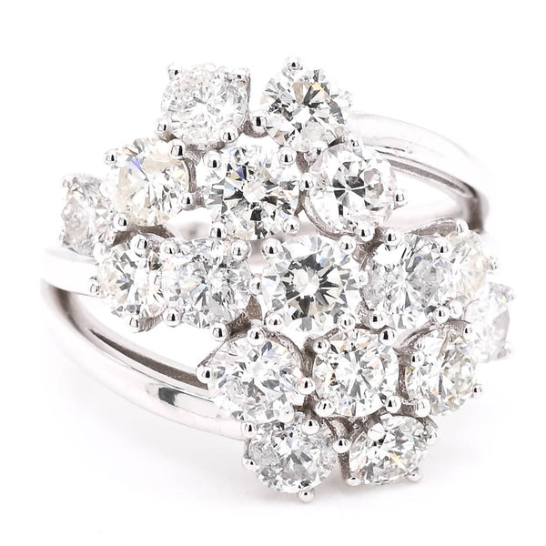 graziella 14KT White Gold 3.01CTW Diamond Cluster Celebration Ring