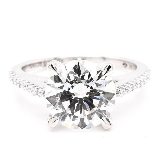 graziella 14KT White Gold 3.15CTW Round Brilliant Lab Grown Diamond Accent Engagement Ring