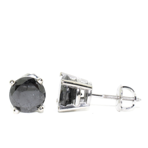 graziella 14KT White Gold 3.39CTW Black Diamond Stud Earrings
