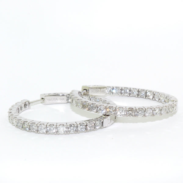 graziella 14KT White Gold 30MM 3.00CTW I-1 H-I Colour Diamond Hoop Earrings