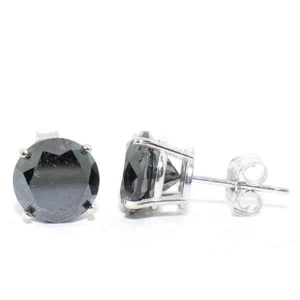 graziella 14KT White Gold 4.40CTW Black Diamond Stud Earrings