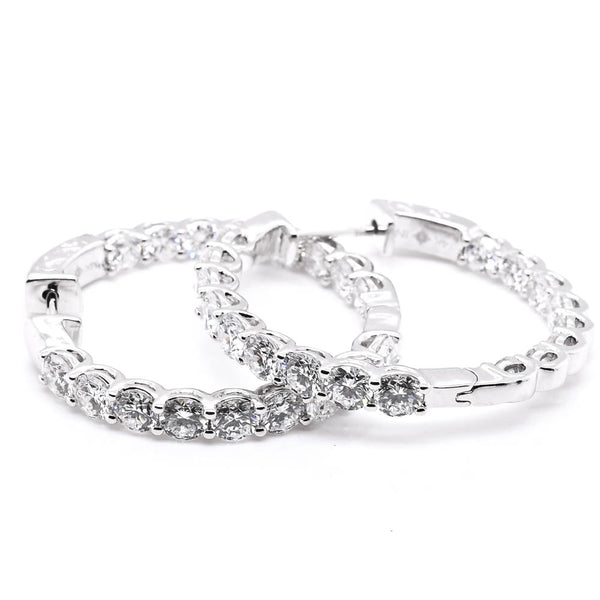 graziella 14KT White Gold 5.00CTW Lab Grown Diamond Hoop Earrings