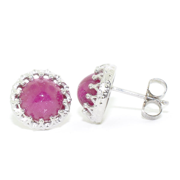 graziella 14KT White Gold 5.41CTW Cabochon Ruby Earrings