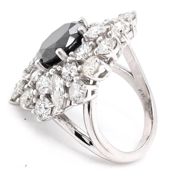 Graziella 14KT White Gold 7.15CTW Black & White Diamond Celebration Ring