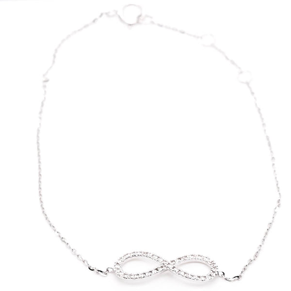 graziella 14KT White Gold 7.5"0.10CTW Diamond Infinity Bracelet