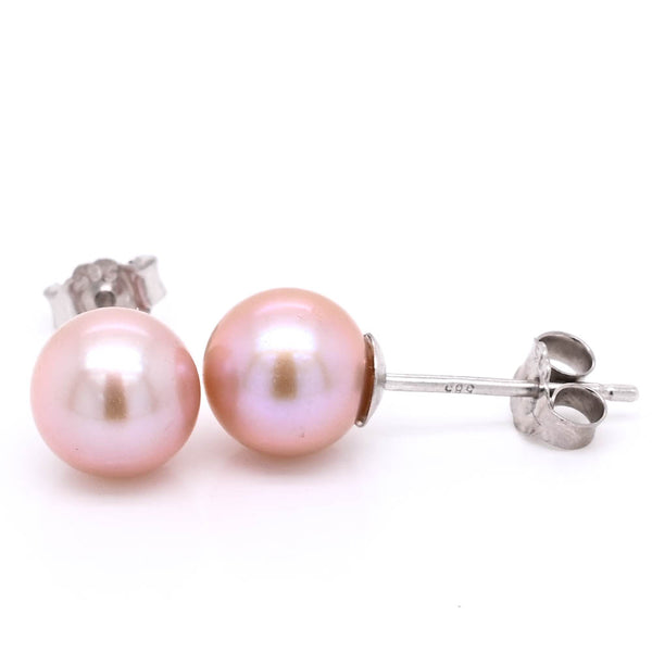 graziella 14KT White Gold 7.5-8mm Pink Pearl Stud Earrings