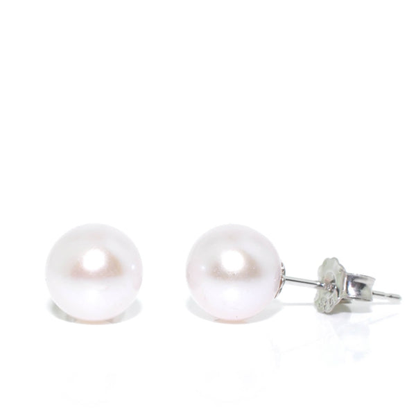 graziella 14KT White Gold 7-7.5mm Akoya Cultured Pearl Stud Earrings