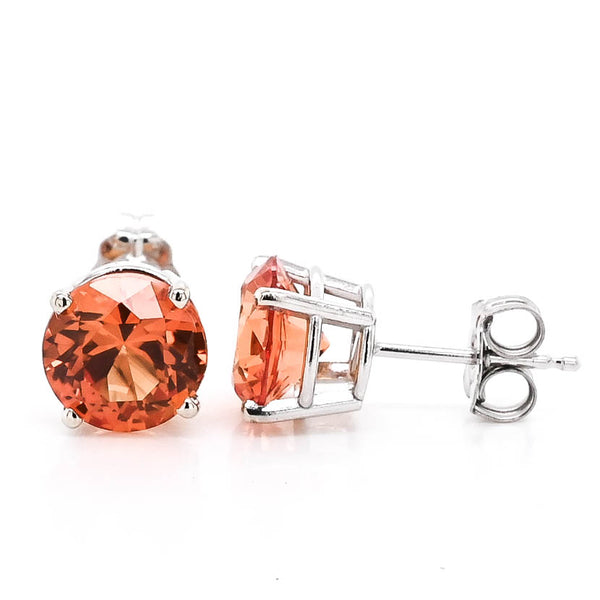 graziella 14KT White Gold 7mm Simulated Orange Sapphire Stud Earrings