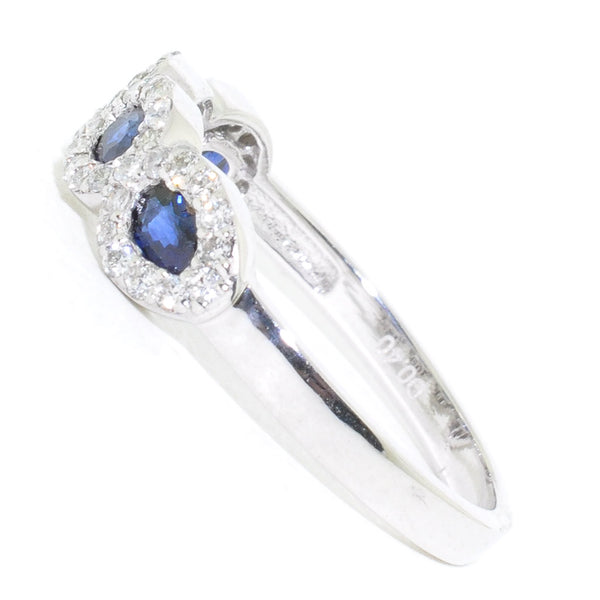 Graziella 14KT White Gold Blue Sapphire And Diamond Ring