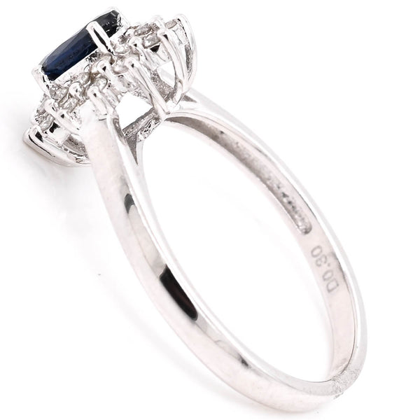 Graziella 14KT White Gold Blue Sappire & Diamond Cluster Ring