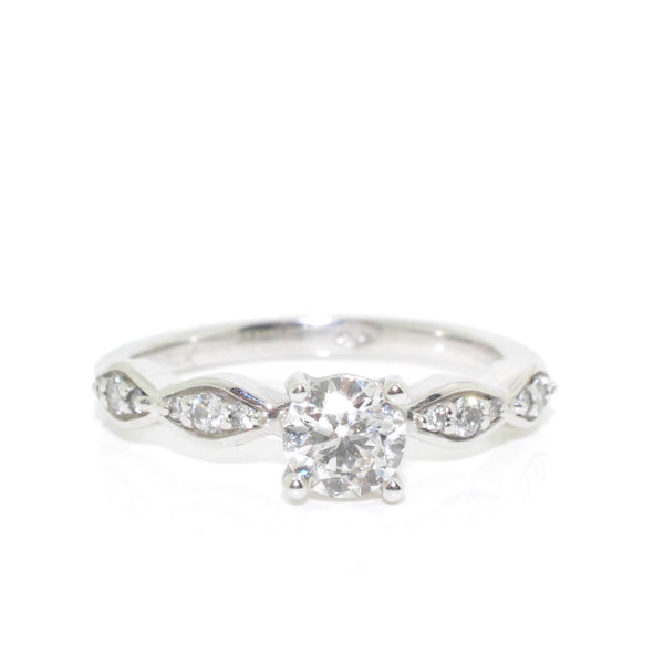 graziella 14KT White Gold "Fire & Ice" 0.63CTW Round Brilliant Canadian Diamond Engagement Ring