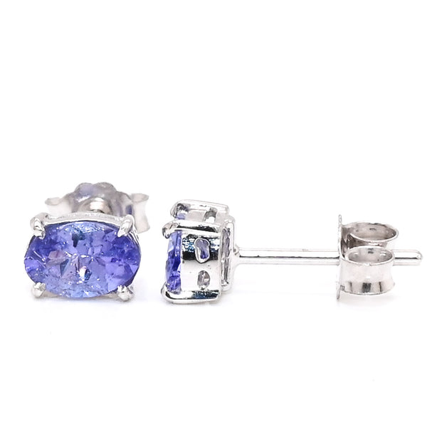 graziella 14KT White Gold Oval Shape Tanzanite Stud Earrings