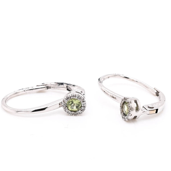 graziella 14KT White Gold Peridot & Diamond Halo Set Earrings