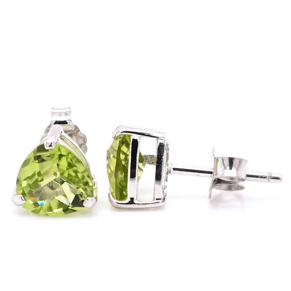 graziella 14KT White Gold Trillion shape Peridot Stud Earrings