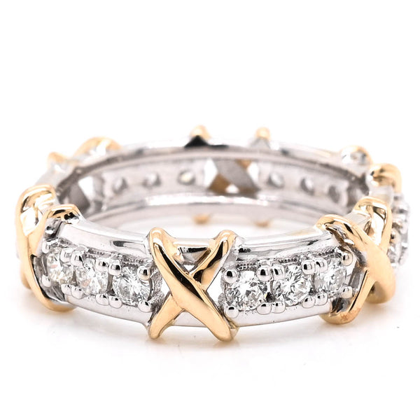 graziella 14KT White & Yellow Gold 0.68CTW Colour Diamond Eternity Celebration Ring