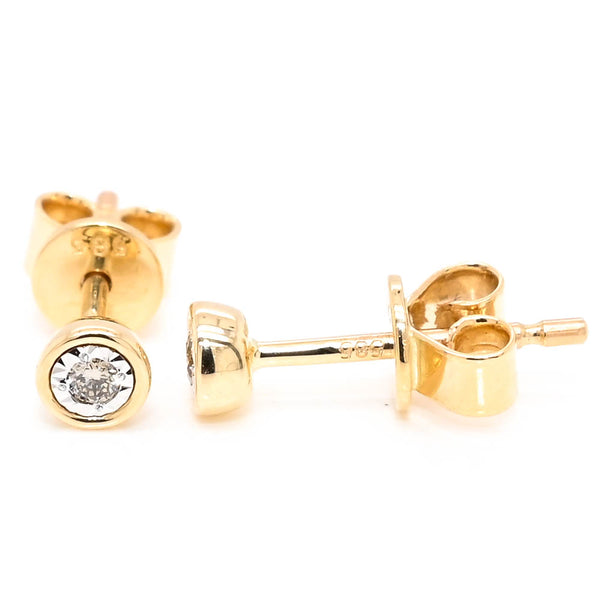 graziella 14KT Yellow Gold 0.04CTW Diamond Bezel Set Earrings