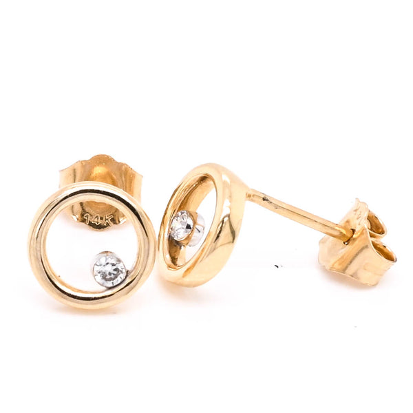 graziella 14KT Yellow Gold 0.05CTW Diamond Circle Earrings