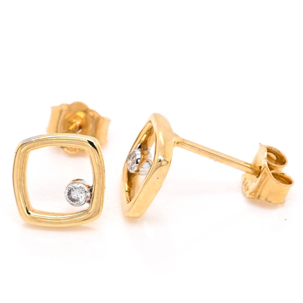 graziella 14KT Yellow Gold 0.05CTW Diamond Square Earrings