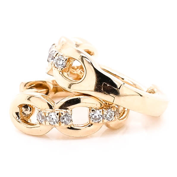 graziella 14KT Yellow Gold 0.07CTW CTW Huggie Style Backing Diamond Earrings