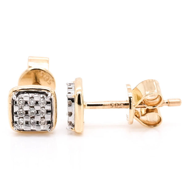 graziella 14KT Yellow Gold 0.07CTW CTW Stud Style Backing Diamond Earrings