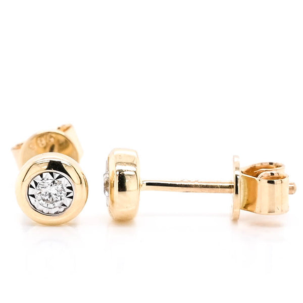 graziella 14Kt Yellow Gold 0.07CTW Diamond Bezel Set Stud Earrings