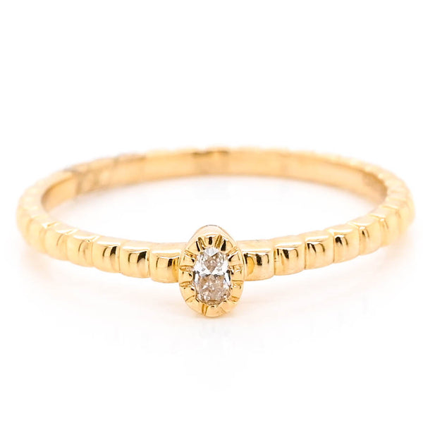 Graziella 14KT Yellow Gold 0.07CTW Oval Shape Diamond Stackable Ring