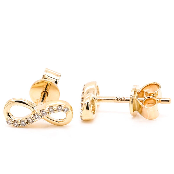 graziella 14KT Yellow Gold 0.08CTW Stud Style Backing Diamond Earrings