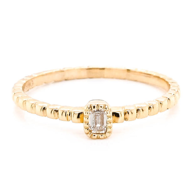graziella 14KT Yellow Gold 0.09CTW Baguette Diamond Stackable Ring