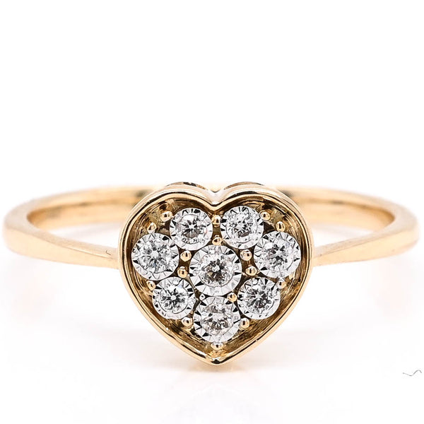 graziella 14KT Yellow Gold 0.09CTW Diamond Heart Ring