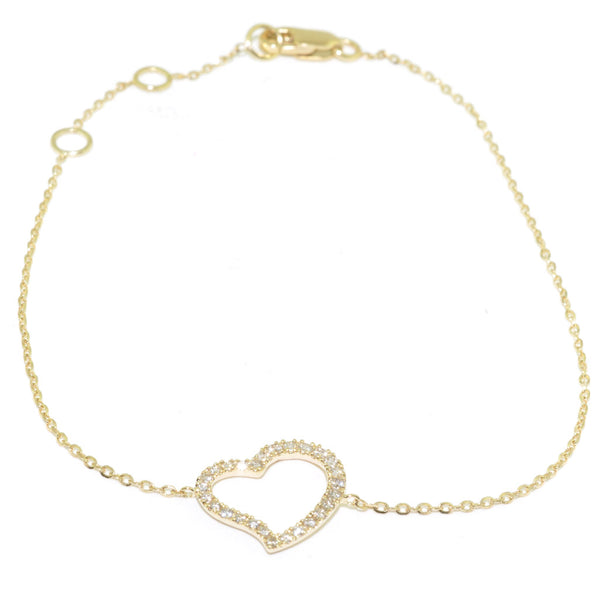 graziella 14KT Yellow Gold 0.12CTW Diamond Heart Bracelet graziella 14KT Yellow Gold 0.12CTW Diamond Heart Bracelet