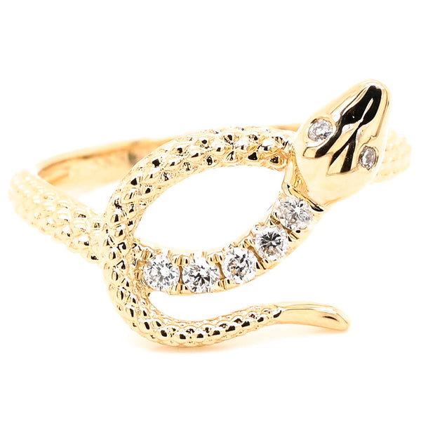 graziella 14KT Yellow Gold 0.12CTW Diamond Snake Ring